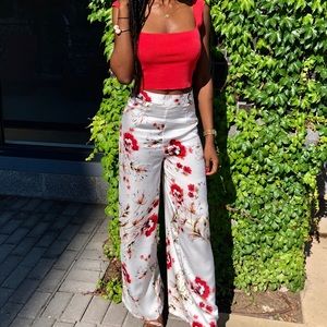 Crop top with Wide leg printed pants(selling both)